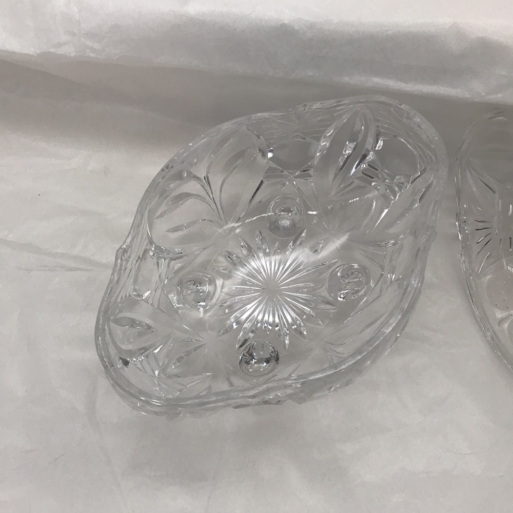 Vintage Cut Glass, Crystal Clear, Candy Footed Bowl With Lid - Picture 4 of 9